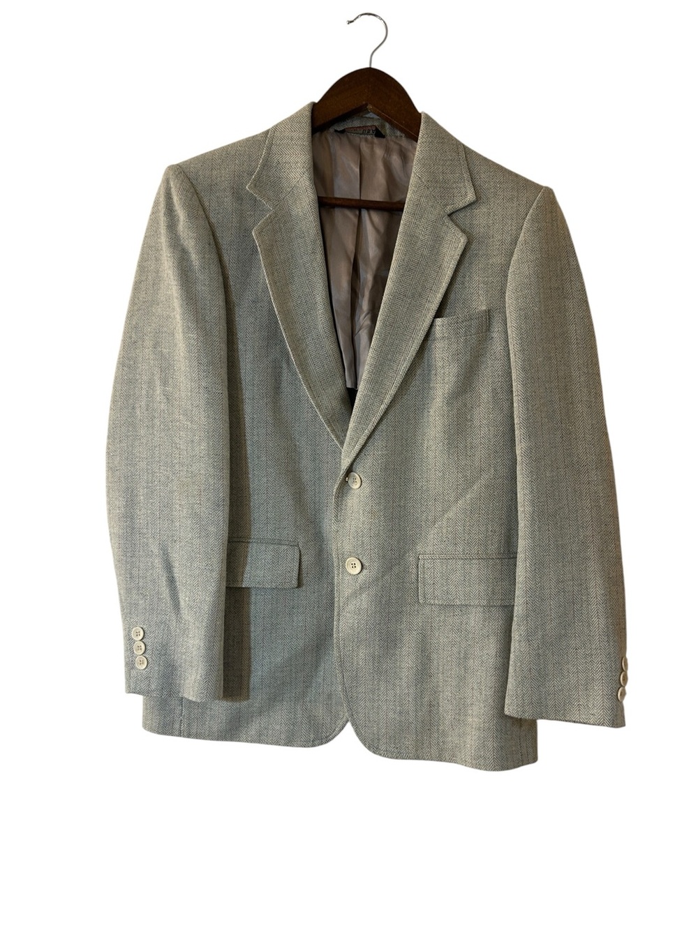 Dartmouth Men’s Gray Herringbone Tweed Sport Coat Blazer 38R Tailored USA Classi